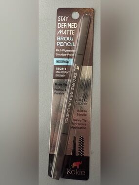 Kokie Stay Defined Matte Brow Pencil  waterproof Mahogany Brown smudge proof